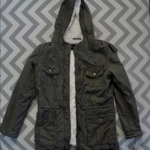 olive jacket with fur inside